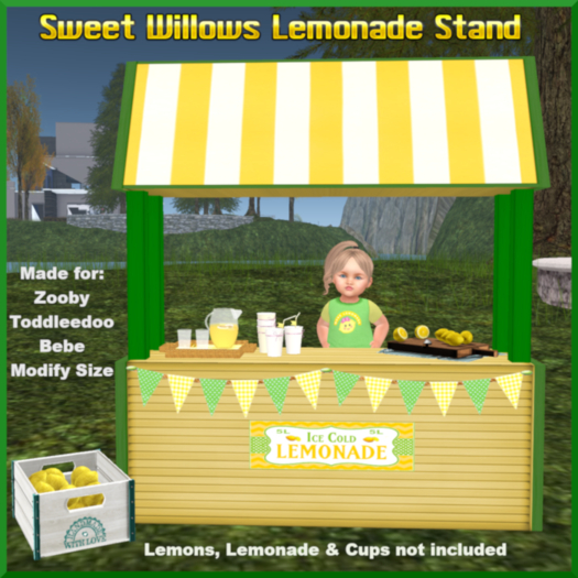 Second Life Marketplace Sweet Willows Mesh Lemonade Stand 1 land impact